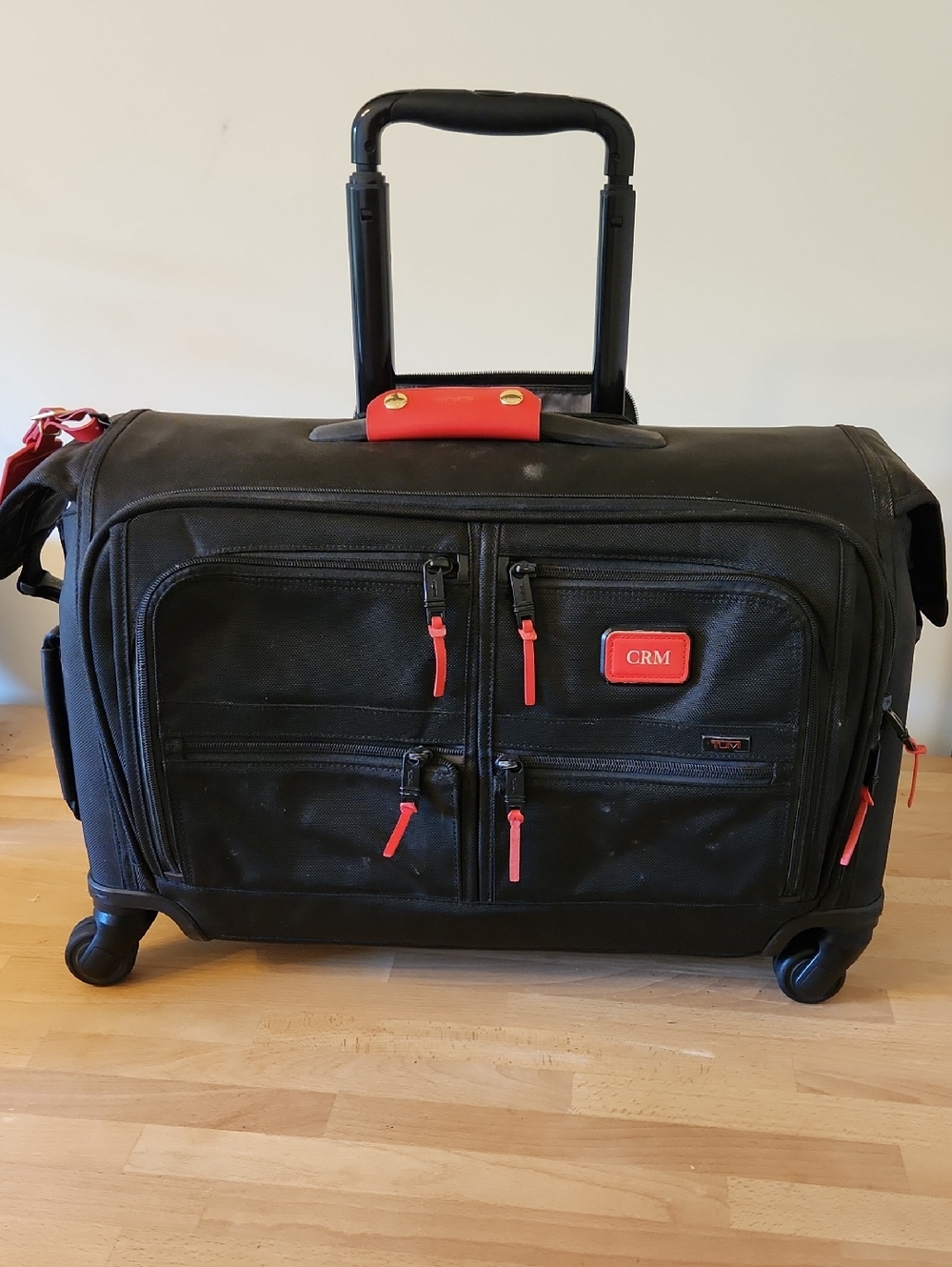 TUMI - Alpha Garment Carry On Bag- Black and Red Rolling Travel Duffel Bag